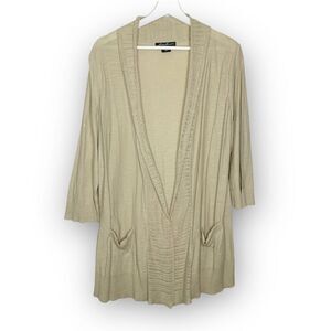 Eddie Bauer Open Front Tan Lightweight Cardigan Sweater Cotton Womens Size Large